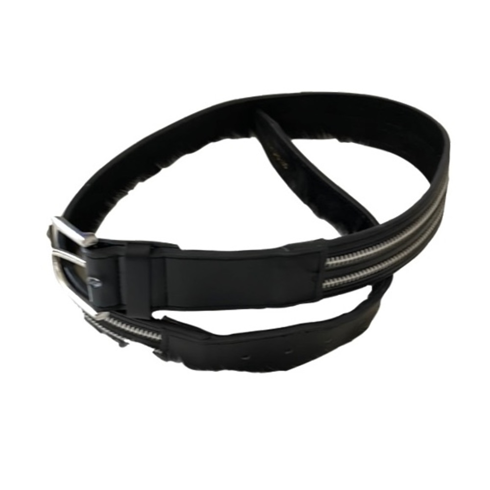Black leather zipper belt 32